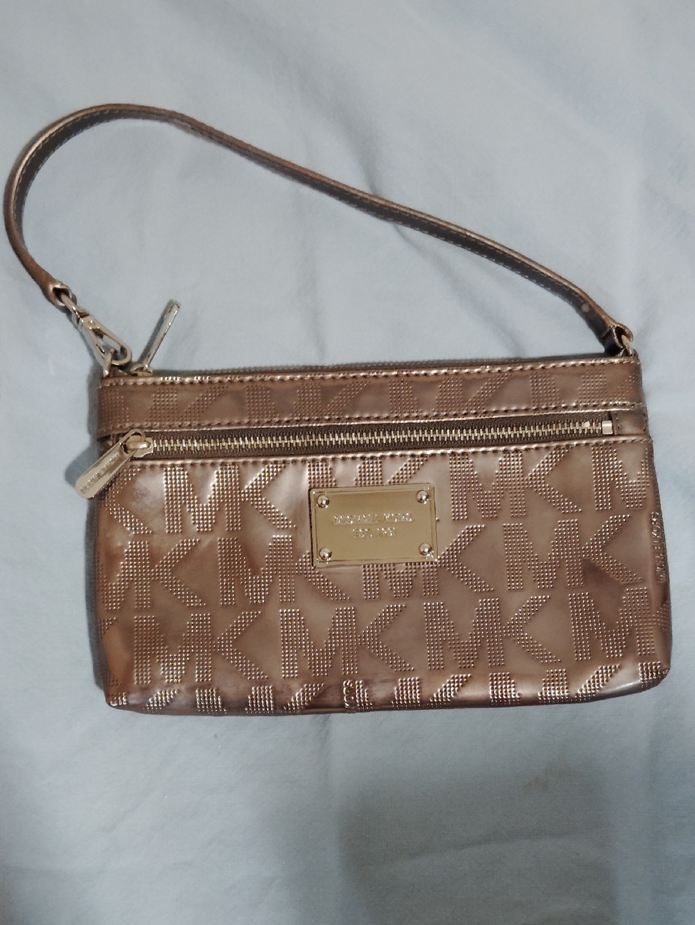 Michael Kors Metallic Gold MK Monogram Wristlet